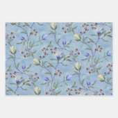 Blaue und weiße Tulips Muster Geschenkpapier Set (Vorderseite)