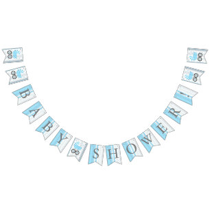 Blaue und Weiße Tupfen 👶 Babyparty für einen Jung Wimpelkette