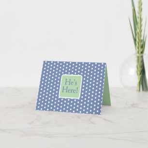 Blaue und weiße Tupfen mit grünem Monogramm