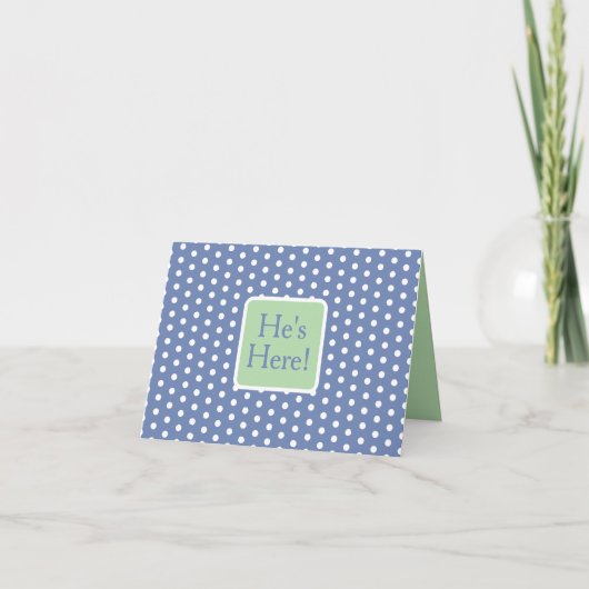 Blaue und weiße Tupfen mit grünem Monogramm (Vorderseite)