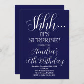 Blaue und weiße Überraschung Geburtstagsparty Einladung (Vorne/Hinten)