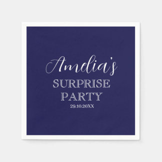 Blaue und weiße Überraschung Geburtstagsparty Serviette