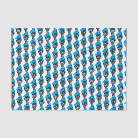 Blaue und weiße Uni Eiscreme Seidenpapier (Vorderseite)