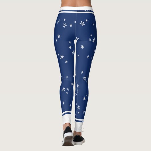 Blaue und weiße US Flagge Leggings (Rückseite)