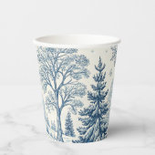 Blaue und weiße verschneiten Landschaft Weihnachts Pappbecher (Vorderseite)