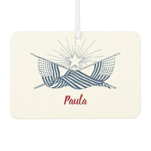 Blaue und weiße Vintage amerikanische Flaggen mit  Autolufterfrischer (Vorderseite)