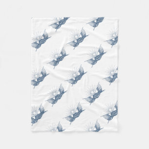 Blaue und weiße Vintage amerikanische Flaggen mit Fleecedecke