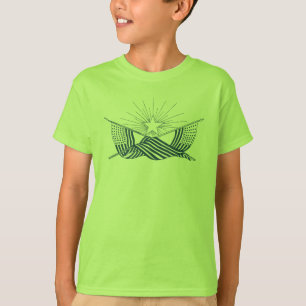 Blaue und weiße Vintage amerikanische Flaggen mit T-Shirt