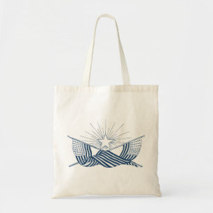 Blaue und weiße Vintage amerikanische Flaggen mit Tragetasche
