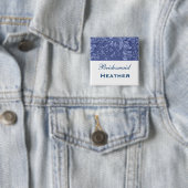 Blaue und weiße Vintage Blumen-Brautjungfer Button (Beispiel)