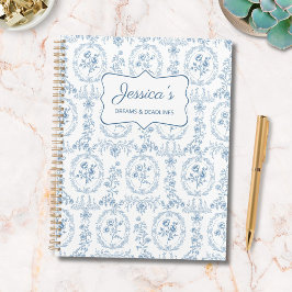 Blaue und weiße Vintage-Blumen florale personalisi Planer