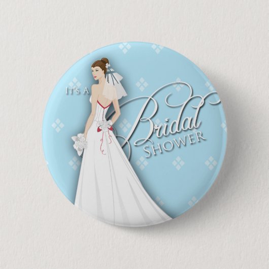 Blaue und weiße Vintage-Brautjungfernpinnadel Button (Vorderseite)