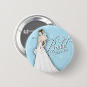 Blaue und weiße Vintage-Brautjungfernpinnadel Button (Vorne & Hinten)