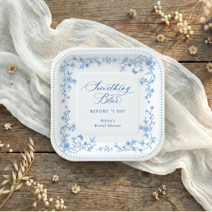 Blaue und weiße Vintage-French-Toile-Hochzeitsdusc Pappteller
