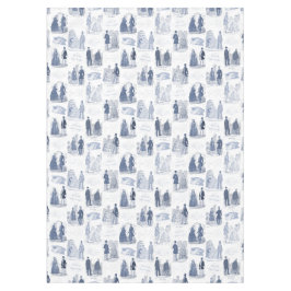 Blaue und weiße Vintage Mode Toile Biedermeier Tischdecke
