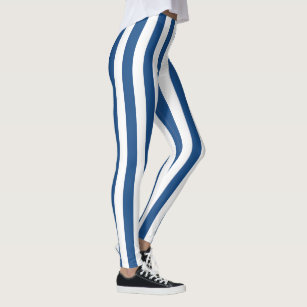 Blaue und weiße Vintage Streifen Leggings