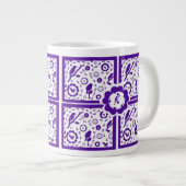 blaue und weiße Vogel-Tasse Jumbo-Tasse (Vorderseite Rechts)