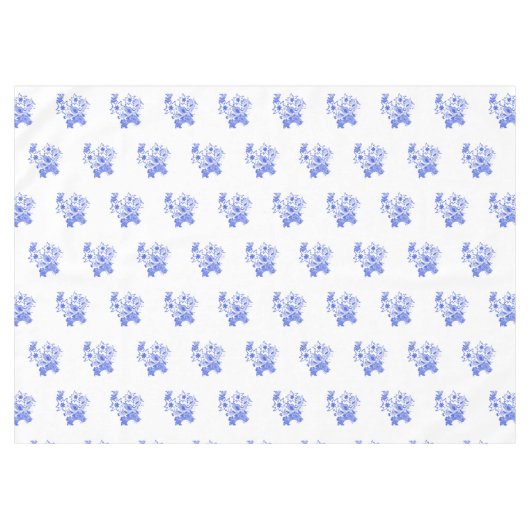 Blaue und weiße Vögel und Edelweiss Muster Tischdecke (Vorderseite (Horizontal))