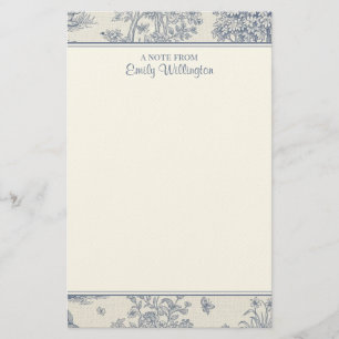 Blaue und weiße Wald-Toile-Muster-Personalisierung Briefpapier