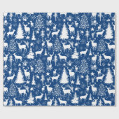 Blaue und weiße Waldrinder Geschenkpapier (Flach)