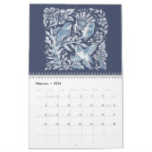 Blaue und weiße Waldtiere Waldtiere Waldelft Kalender (Feb 2026)