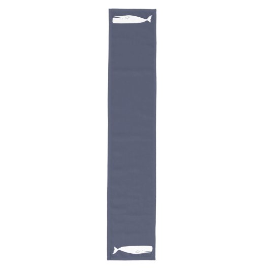 Blaue und weiße Wale der Nautik Mittelgroßer Tischläufer (Vorderseite)