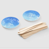 Blaue und weiße Wasserfarbe Delikate Foliate Fächer (Non-assembled)