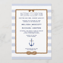 Blaue und weiße Wasserfarbe Schöne Hochzeit Einladung