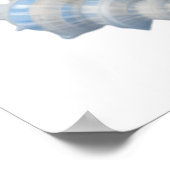 Blaue und weiße Wasserfarben - Muscheln - Kinderzi Poster (Ecke)