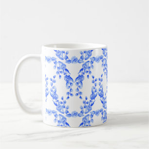 Blaue und weiße Wasserfarbeswag-Tasse Kaffeetasse