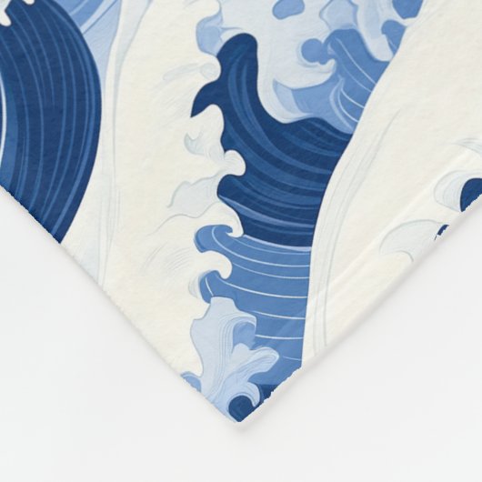 Blaue und weiße Waves Nautische Muster Fleecedecke (Ecke)