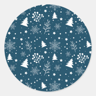 Blaue und weiße Weihnachtsbaum-, Sternzuckerplätzc Runder Aufkleber