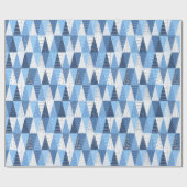 Blaue und weiße Weihnachtsbaumen Geschenkpapier (Flach)