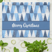 Blaue und weiße Weihnachtsbaumen Geschirrtuch (Gefaltet)