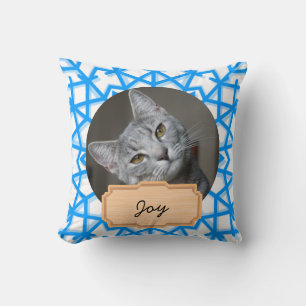 Blaue und weiße Weihnachtsfeier Custom Cat Kissen