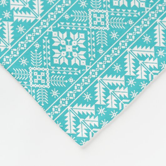 Blaue und weiße Weihnachtsmesse Isle Pattern Fleecedecke (Ecke)