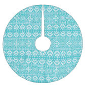 Blaue und weiße Weihnachtsmesse Isle Pattern Polyester Weihnachtsbaumdecke (Vorderseite)