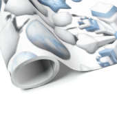 Blaue und weiße Weihnachtsmuster Geschenkpapier (Rolleneckpunkt)