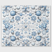 Blaue und weiße Weihnachtsmuster Geschenkpapier (Flach)