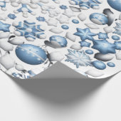 Blaue und weiße Weihnachtsmuster Geschenkpapier (Ecke)