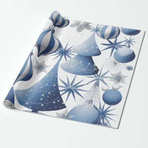 Blaue und weiße Weihnachtsmuster Geschenkpapier