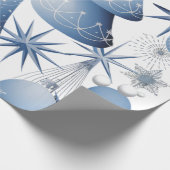 Blaue und weiße Weihnachtsmuster Geschenkpapier (Ecke)