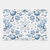Blaue und weiße Weihnachtsmuster Geschenkpapier Set (Vorderseite 3)