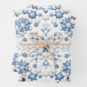 Blaue und weiße Weihnachtsmuster Geschenkpapier Set (Beispiel)