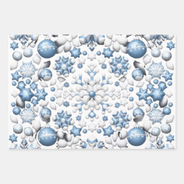 Blaue und weiße Weihnachtsmuster Geschenkpapier Set