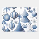 Blaue und weiße Weihnachtsmuster Geschenkpapier Set (Vorderseite 2)
