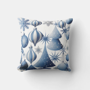 Blaue und weiße Weihnachtsmuster Kissen