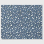Blaue und weiße Weihnachtsmuster W/Hirsch & Schnee Geschenkpapier (Flach)