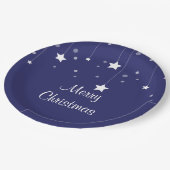 Blaue und weiße Weihnachtsplatte Pappteller (Schrägansicht)