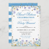 Blaue und weiße Wildblumen vergessen Me Nots Sweet Einladung (Vorne/Hinten)